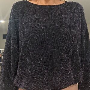 Black & Silver Sweater with Dolman Sleeves